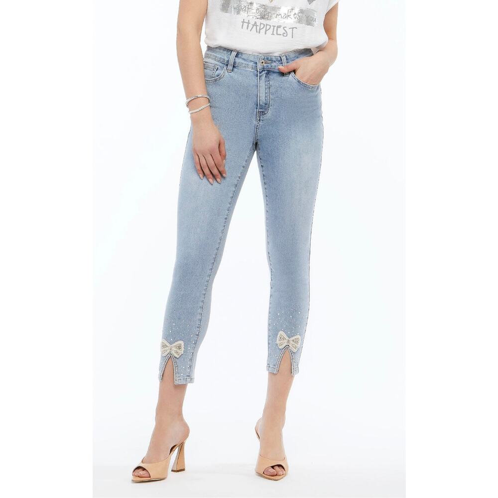 Women's Capri Jeans Pearl Bow Size 14 Orly Cute Jeans